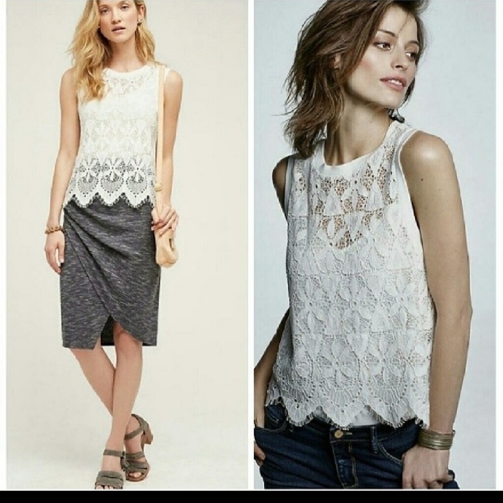 ANTHROPOLOGIE Deletta sleeveless white lace